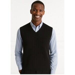 EDDIE BAUER MERINO WOOL VEST V NECK PULL ON GRANDPACORE QUIET LUXURY BLACK XXL